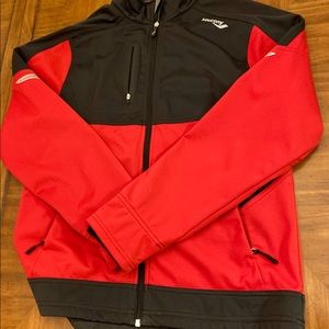 Red and black men’s running jacket